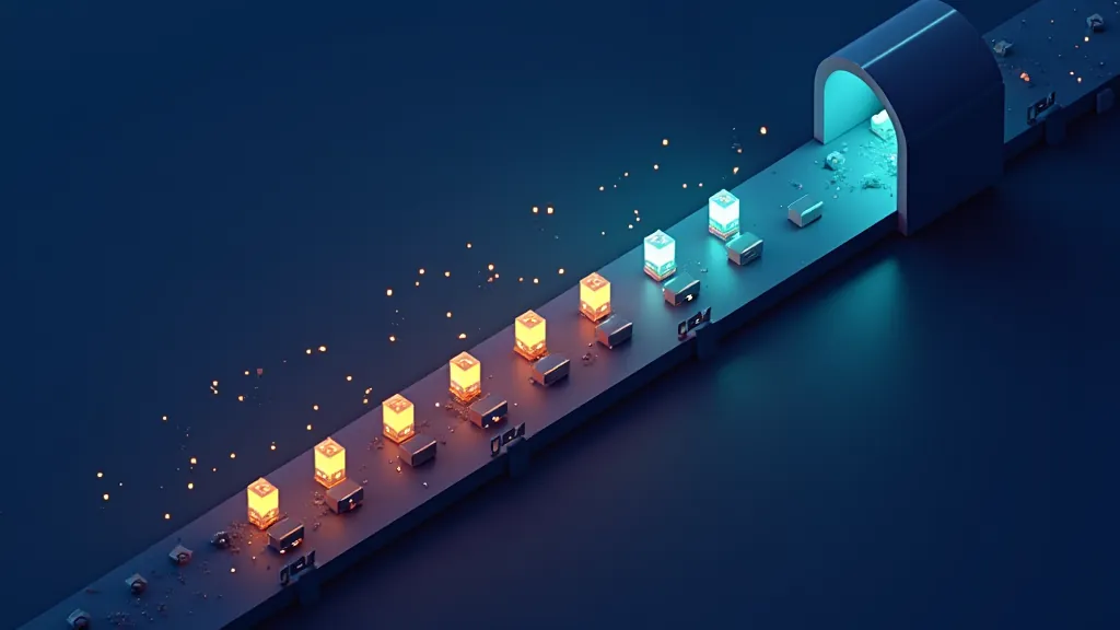 Isometric illustration of data cubes queuing at eight gates, representing API concurrency and rate limits